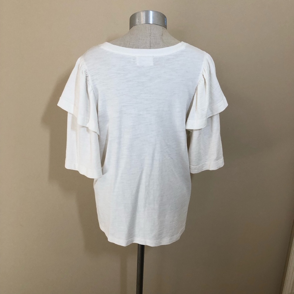 Nation LTD Regina tee ruffle tiered exaggerated statement sleeves cotton - Picture 3 of 6
